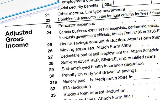 A tax form with the words “adjusted gross income”