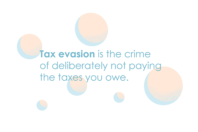 Text graphic – Tax evasion is the crime of deliberately not paying the taxes you owe.
