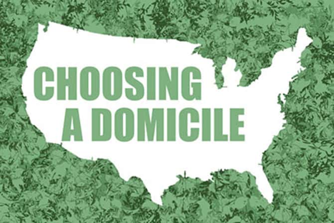 Graphic of the U.S. against a camo background for choosing a domicile