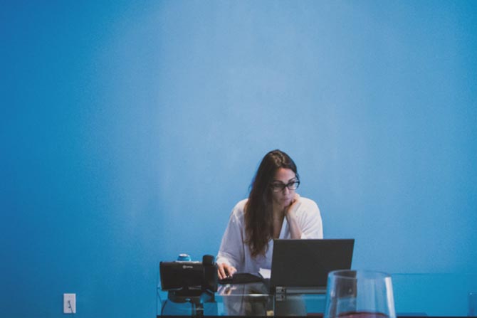 A woman prepping her tax documents