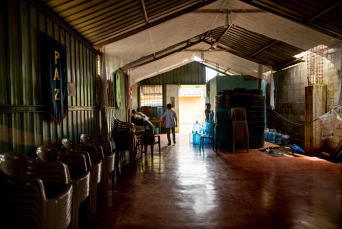 A clean water system in a sunlit building