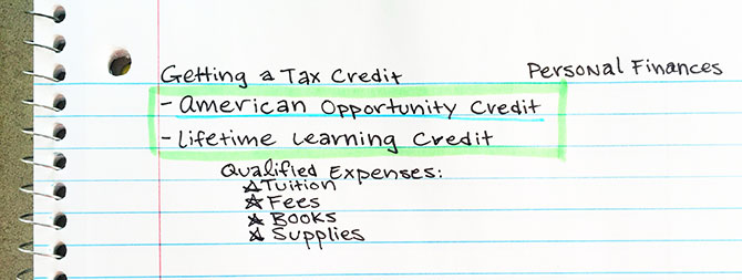 Handwritten notes on getting a tax credit