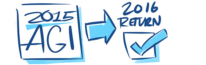 Your 2015 AGI is used on your 2016 tax return to prove your identity.