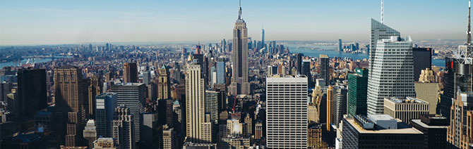 The New York City skyline stretching into the horizon